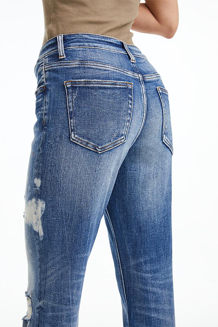 HIGH RISE PAINTED MOM DENIM JEANS