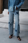 High Rise Shadow Wash Barrel Leg Jeans