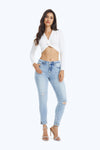 High Rise Skinny Denim Jeans-Skinny-BAYEAS