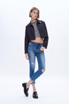 High Rise Skinny Denim Jeans-Skinny-BAYEAS