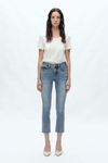 Mid Rise Skinny Denim Jeans Ankle Raw Hem