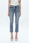 Mid Rise Skinny Denim Jeans Ankle Raw Hem