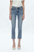 Mid Rise Skinny Denim Jeans Ankle Raw Hem