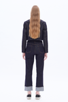 High Rise Straight Cuffed Denim Jeans