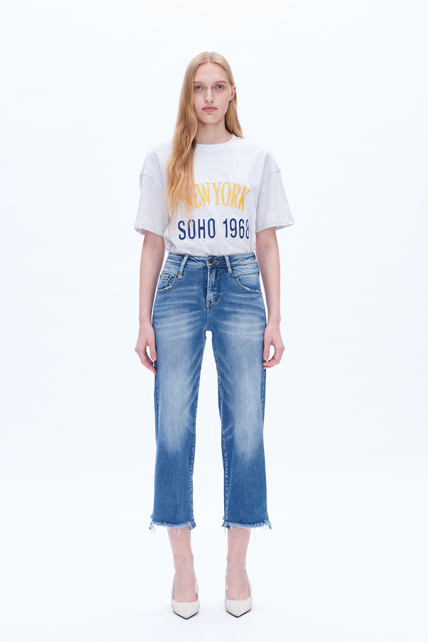 Mary High Rise Straight Cropped Jeans-Straight-BAYEAS