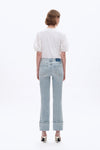Flora Mid Rise Straight Cuffed Denim Jeans-Straight-BAYEAS