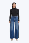 High Rise Wide Leg Denim Jeans With Slit-Wide Leg-BAYEAS