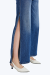 High Rise Wide Leg Denim Jeans With Slit-Wide Leg-BAYEAS