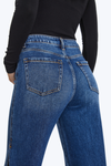 High Rise Wide Leg Denim Jeans With Slit-Wide Leg-BAYEAS