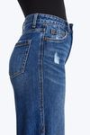 High Rise Wide Leg Denim Jeans With Slit-Wide Leg-BAYEAS