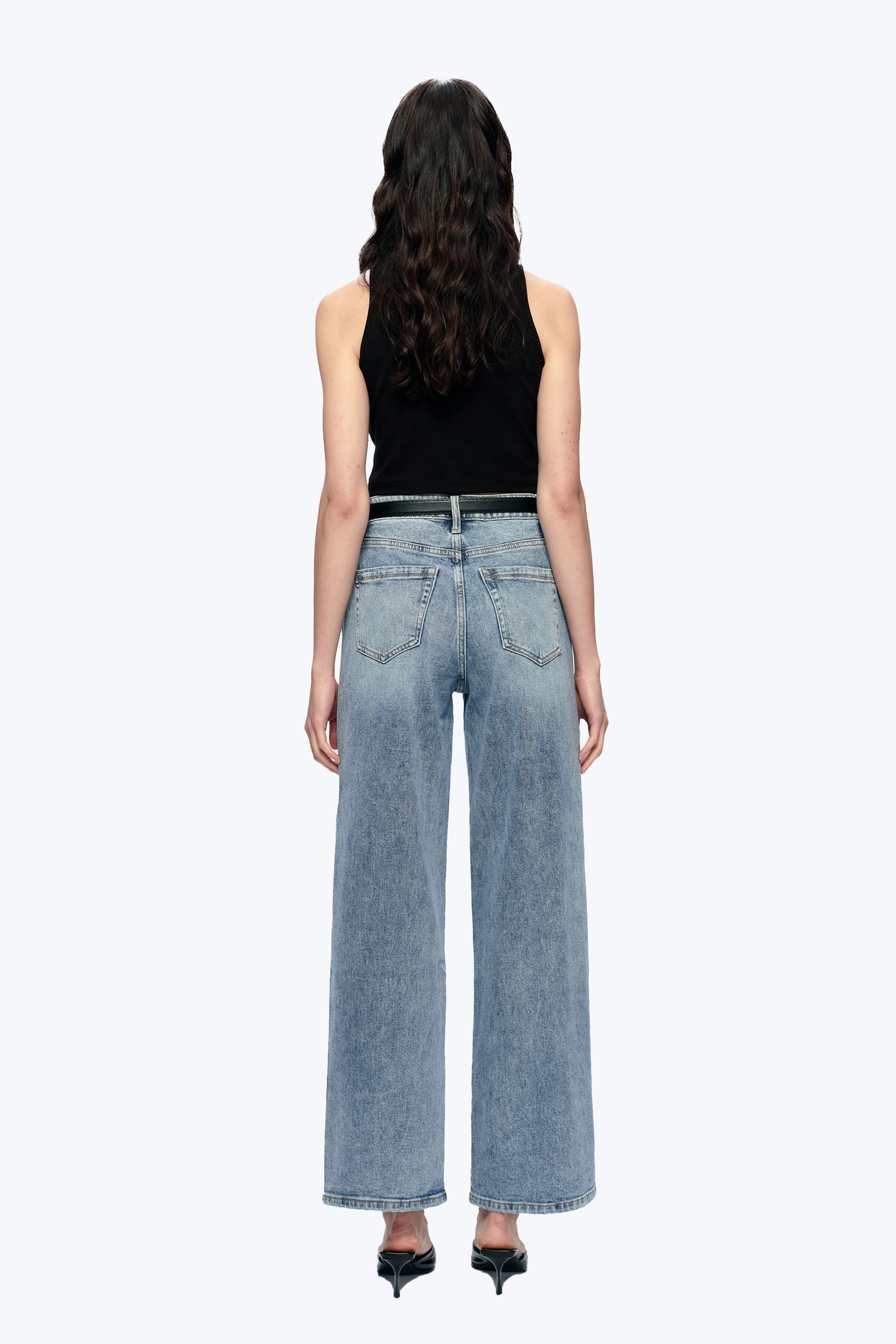 High Rise Wide Leg Denim Jeans With Slit | BAYEAS High Rise Wide Leg Denim Jeans With Slit | BAYEAS