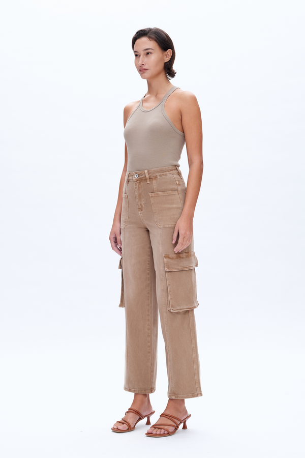 Super High Rise Cargo Straight Wide Leg Denim Jeans
