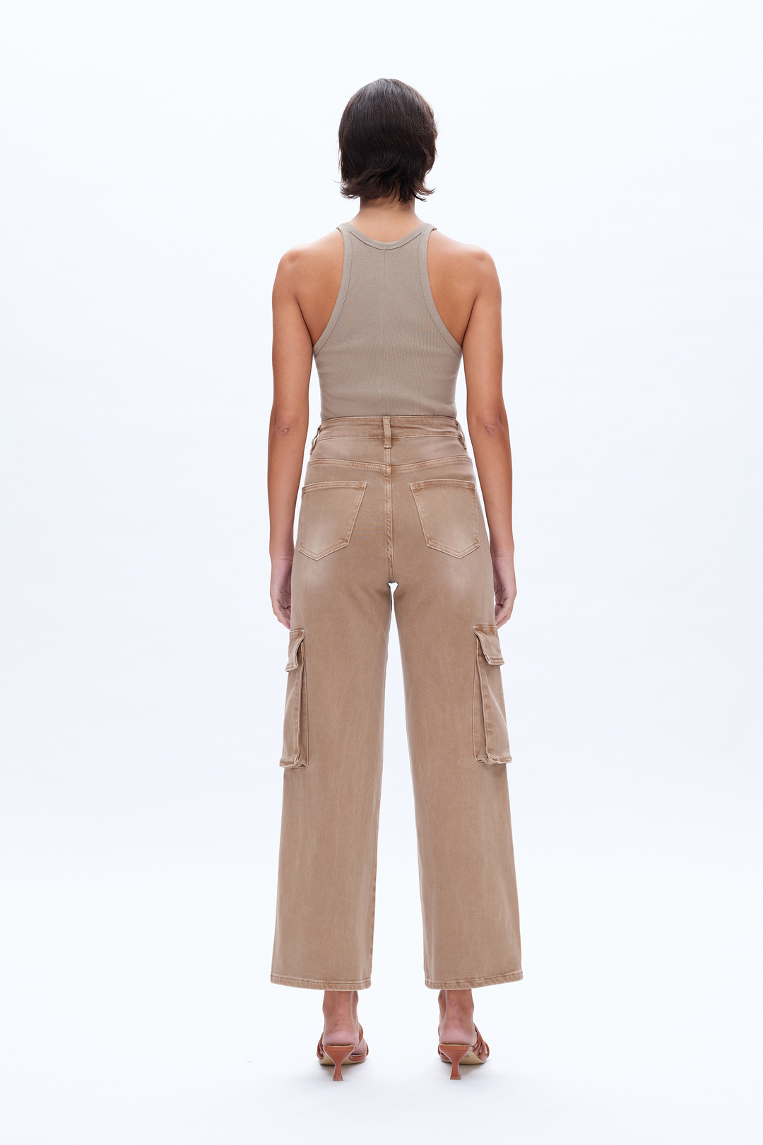 Super High Rise Cargo Straight Wide Leg Denim Jeans