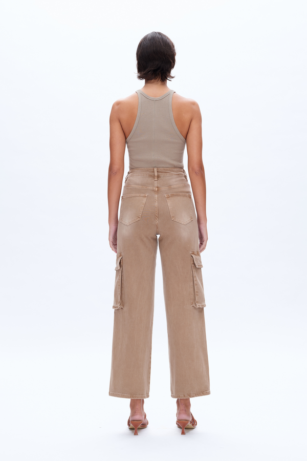 Super High Rise Cargo Straight Wide Leg Denim Jeans