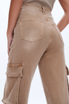 Super High Rise Cargo Straight Wide Leg Denim Jeans