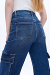 High Rise Cargo Wide Leg Denim Jeans