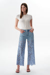 High Rise Floral Embroidered Wide Leg Pants
