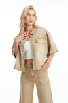 Puffy Sleeve Denim Jacket-Jackets-BAYEAS