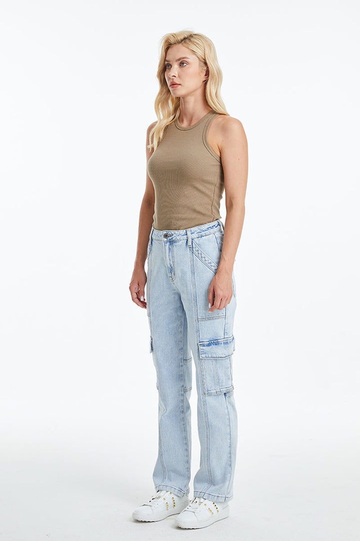 High Rise Straight Leg Denim Jeans