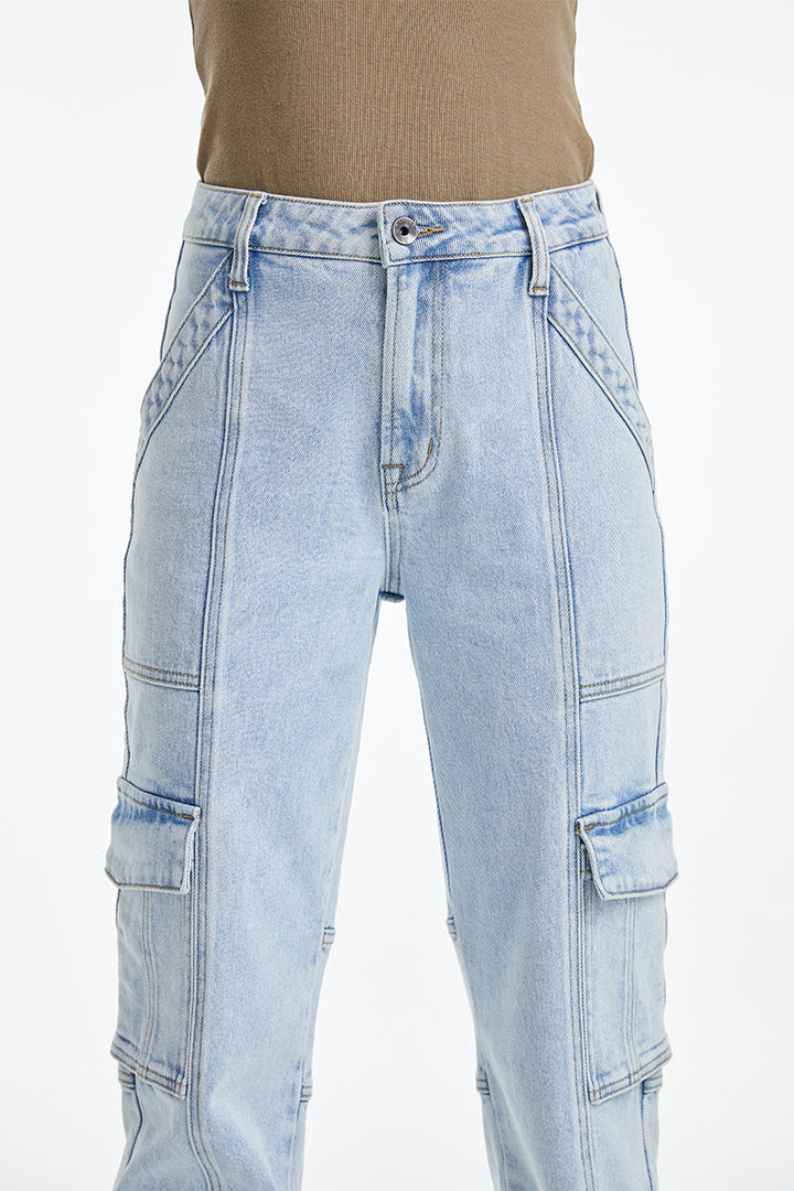 High Rise Straight Leg Denim Jeans