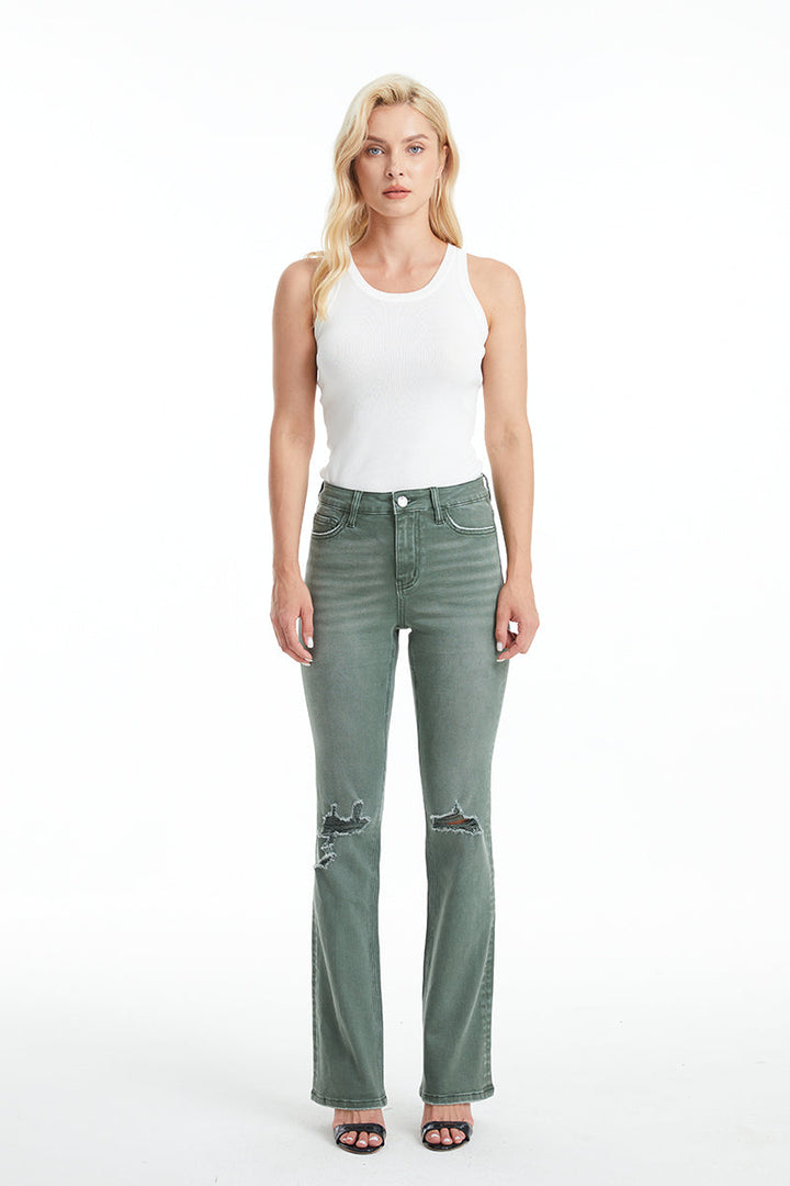 Emily High Rise Distressed Flare Pants