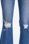 High Rise Flare Jeans With Frayed Hem-Flare & Bootcut-BAYEAS