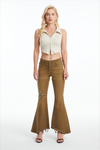Mid Rise Flare Jeans With Button Fly-Flare & Bootcut-BAYEAS