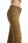 Mid Rise Flare Jeans With Button Fly-Flare & Bootcut-BAYEAS