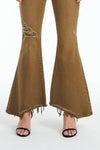 Mid Rise Flare Jeans With Button Fly-Flare & Bootcut-BAYEAS