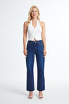 High Rise Straight Raw Hem