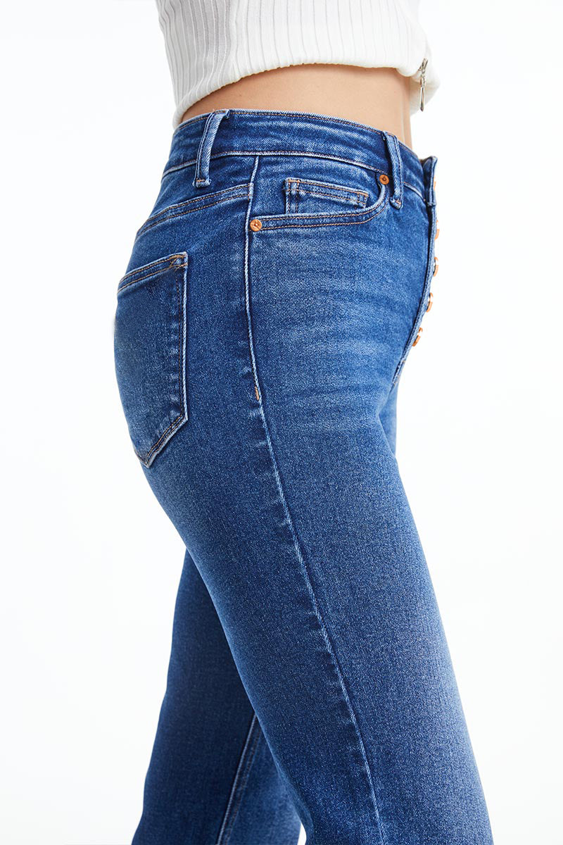 HIGH RISE BUTTON FLY STRAIGHT JEANS BYT5163