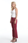 High Rise Ankle Distressed Flare Pants