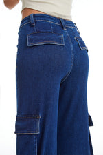 HIGH RISE WIDE LEG FLARE JEANS BYW8105 DB