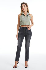 MID RISE SKINNY WITH BUTTON FLY BYS2125 BLACK STONE