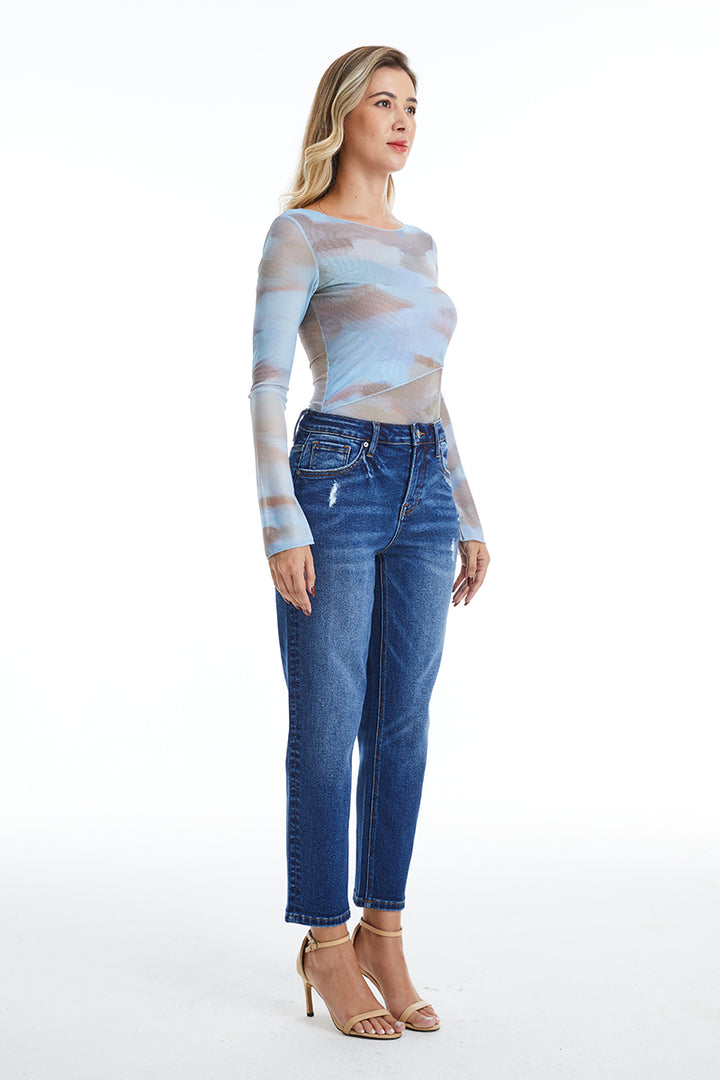 High Rise Loose Tapered Mom Denim Jeans