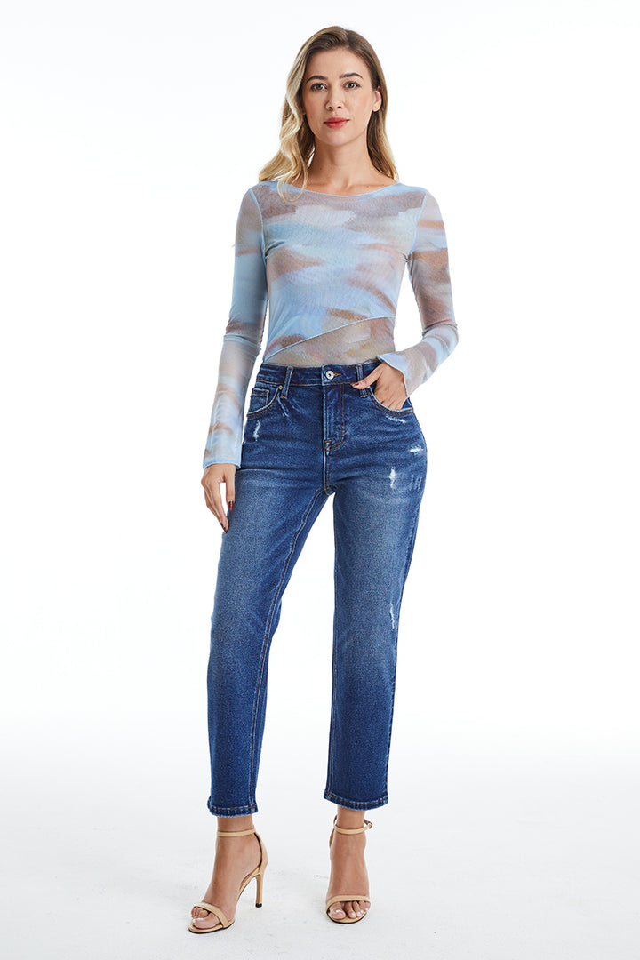 High Rise Loose Tapered Mom Denim Jeans