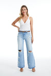 Raw Hem Distressed Bootcut Jeans-Flare & Bootcut-BAYEAS