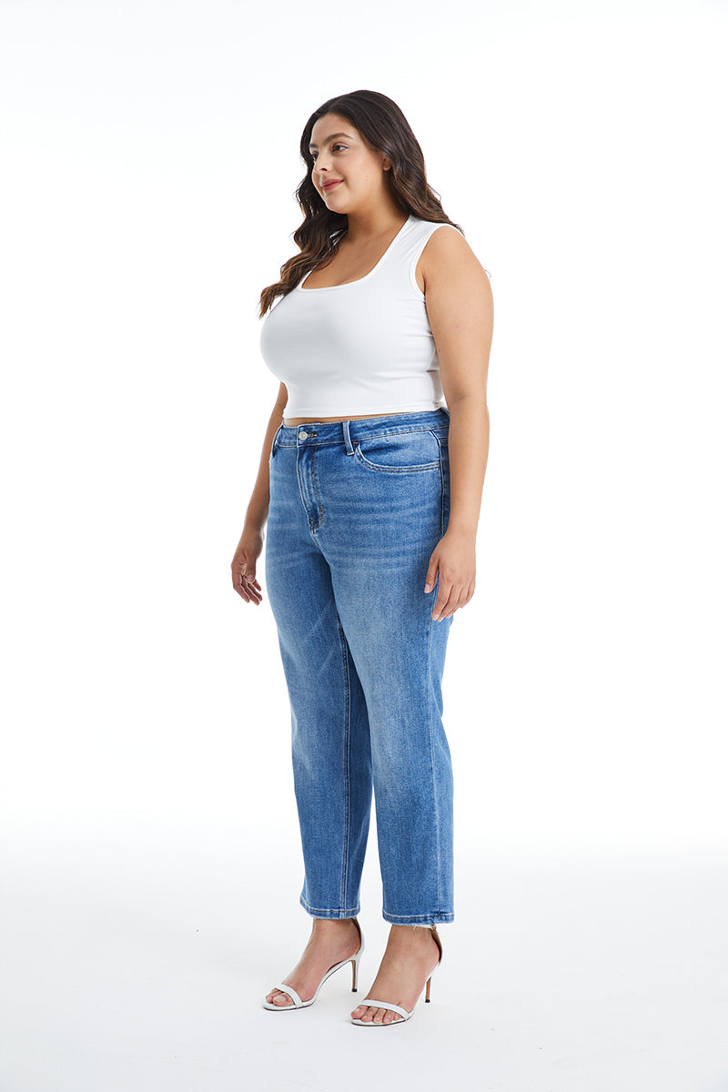 HIGH RISE STRAIGHT LEG JEANS BYT5145-P MB