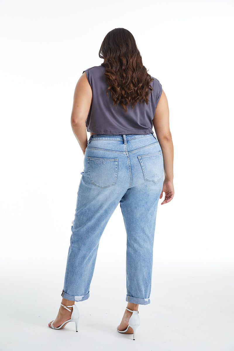 HIGH RISE MOM JEANS BYM3053-P MB