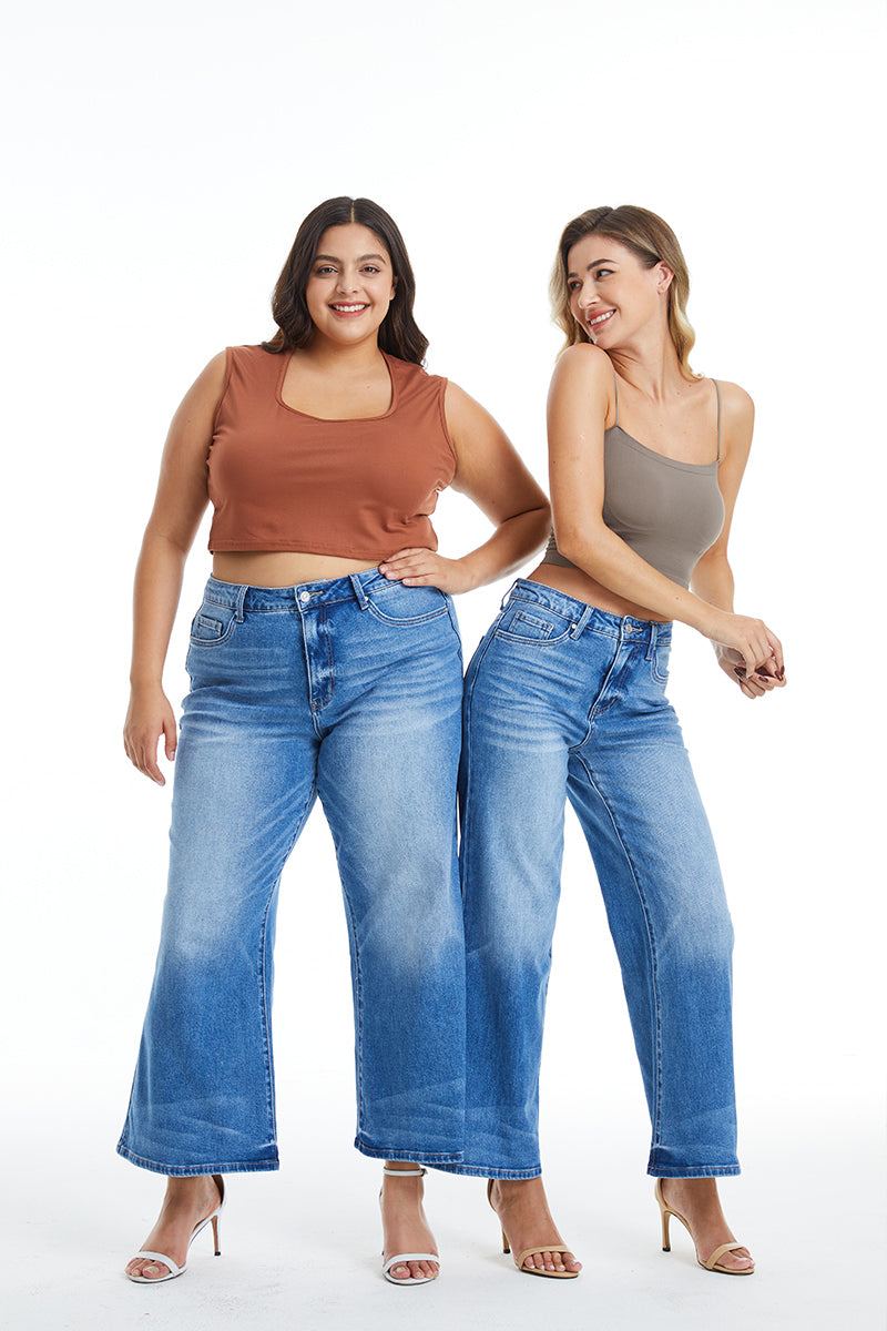 HIGH RISE WIDE LEG JEANS BYW8126-P