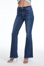 HIGH RISE FLARE JEANS WITH FRAYED HEM BYF1119