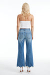 Mid Rise Wide Leg Jeans With Frayed Hem