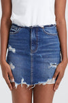 DISTRESSED RISELESS SKIRT - FEATURED ON FLIP-Skirts-BAYEAS