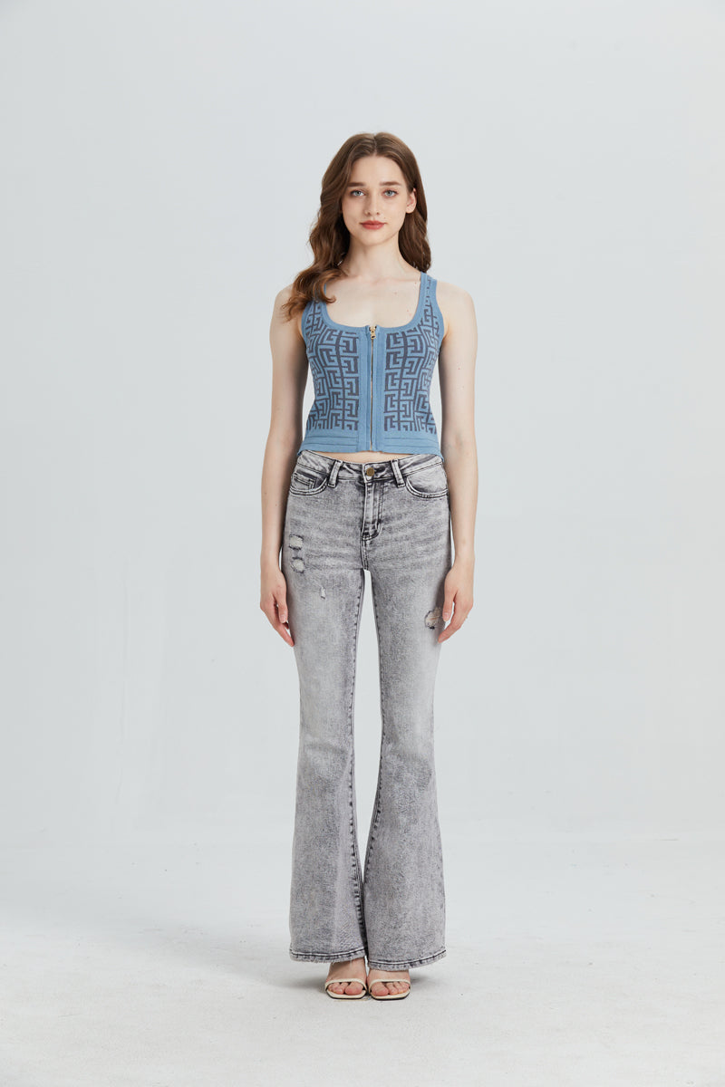 HIGH RISE FLARE JEANS BYF1030