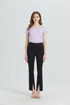 High Rise Front Slit Flare Jeans-Flare & Bootcut-BAYEAS