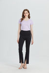 High Rise Front Slit Flare Jeans-Flare & Bootcut-BAYEAS