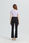High Rise Front Slit Flare Jeans-Flare & Bootcut-BAYEAS