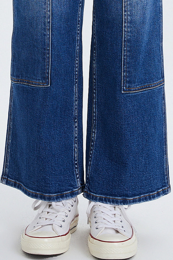 High Rise Wide Leg Crop Denim Jeans