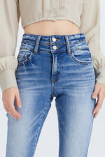 HIGH RISE FLARE JEANS WITH CLEAN HEM BYF1074