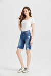 Super High Rise Denim Bermuda Shorts